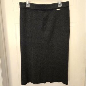 Michael Kors Large Dark Gray Knit Pencil Skirt Back Slit